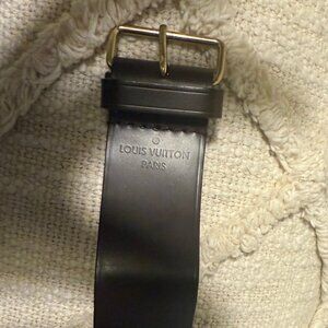 Dark Brown Louis Vuitton Leather Luggage Strap (Poignet)
